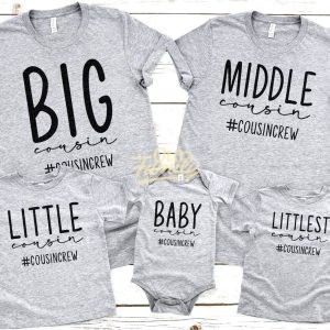 Big Little Middle Cousins Grey Shirts Family Shirts