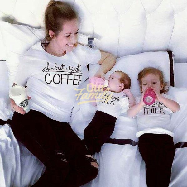 But First Coffee & But First Milk White Shirts Family Shirts