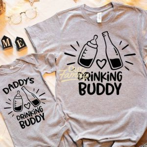 Drinking Buddy & Daddy's Drinking Buddy Gray Shirts Daddy & Me